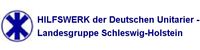 Der Namenszug sowie das Symbol der Unitarier, ein Kreis, in dem sich drei Striche in der Mitte kreuzen