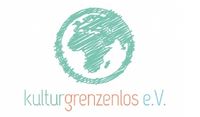 Die Weltkugel gezeichnet und darunter in bunter Schrift "kulturgrenzenlos"