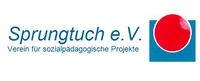 Namenszug und ein blaues Viereck, aus dem ein roter Kreis herauskommt