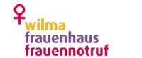Das Weiblichkeitssymbol und die Namen der einzelnen Teile des Vereins: WILMA, Frauenhaus und Frauennotruf