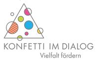 Logo der Konfetti im Dialog gGmbH - Dreieck mt buntem Konfetti