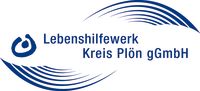 Namenszug mit Lebenshilfesymbol - unvollendeter Kreis mit einem Punkt in der Mitte - und Welen oberhalb und unterhalb des Namens