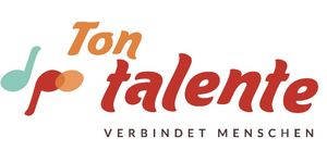 Der Slogan "Ton Talente verbindet Menschen" und zwei Musiknoten