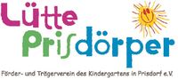 Bunt und mit Kinderhand geschrieben "Lütte Prisdörper" und eine Sonne mit einem lachenden Gesicht