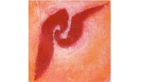 Ein selbstgezeichnetes Bild in roter und oranger Farbe
