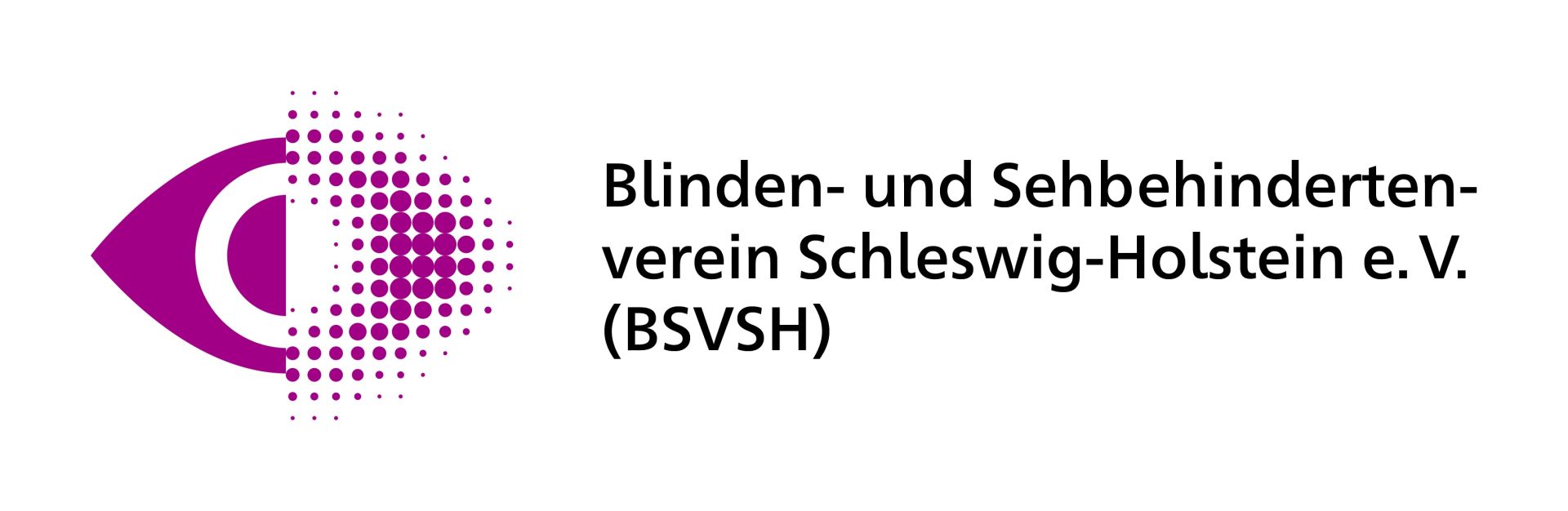 Schriftzug des Namens und ein Auge - halb klar, halb schraffiert