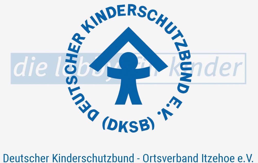 Das runde Kinderschutzlogo mit der Figur unter einem Dach