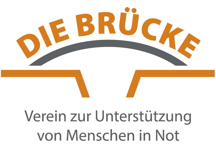 Zwei Ufer mit einer Brücke, darüber der Name des Vereins 