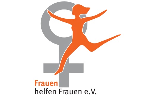 Frauenfigur springt vor dem Symbol für weiblich