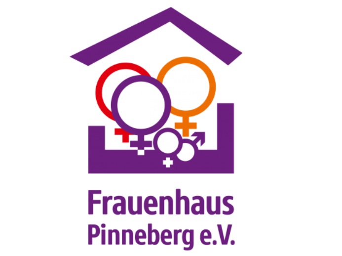 Drei große Weiblichkeitssymbole und ein kleines Weiblichkeits- und ein kleines Männlichkeitssymbol (sollen die Kinder darstellen) unter einem Dach