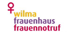 Das Weiblichkeitssymbol und die Namen der einzelnen Teile des Vereins: WILMA, Frauenhaus und Frauennotruf