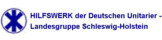 Der Namenszug sowie das Symbol der Unitarier, ein Kreis, in dem sich drei Striche in der Mitte kreuzen