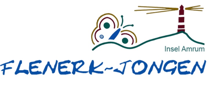 Leuchtturm und Schmetterling und der Name der Kita FLENERK JONGEN