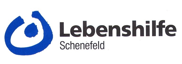 Der Name und das Lebenshilfezeichen, der nicht ganz geschlossene Kreis mit einem Punkt in der Mitte 