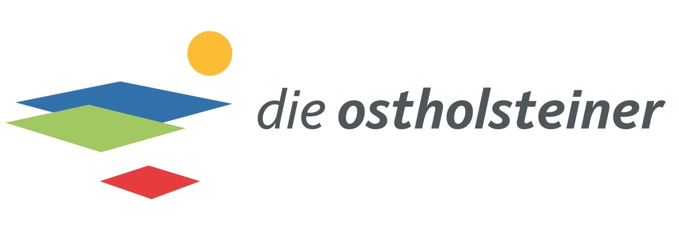 Schiftzug "Die Ostholsteiner" mit drei Rauten in blau, grün und rot und einen gelben Kreis 