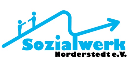 Namensschriftzug und ein geschwungener Pfeil, auf dem zwei Personen nach oben fahren und sich ansehen 