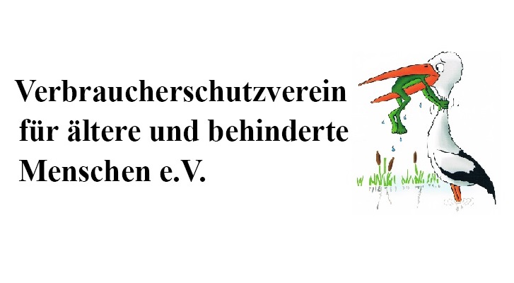 Namensschriftzug und ein Storch, der einen Frosch im Maul hält, der ihn würgt