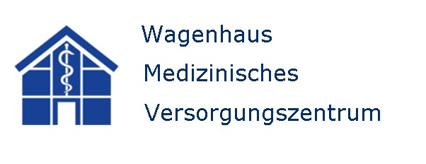 Namensschriftzug und ein Haus mit dem Gesundheitssymbol Schlange, die sich um einen Stab windet 